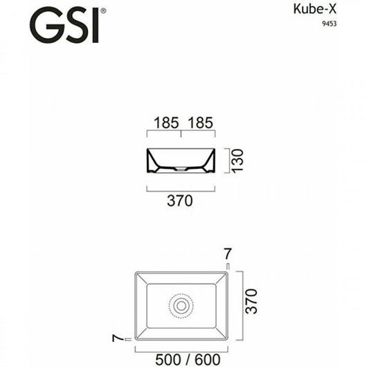 GSI Kube-X Επικαθήμενος Νιπτήρας Πορσελάνης 50x37cm Λευκός 9429-300