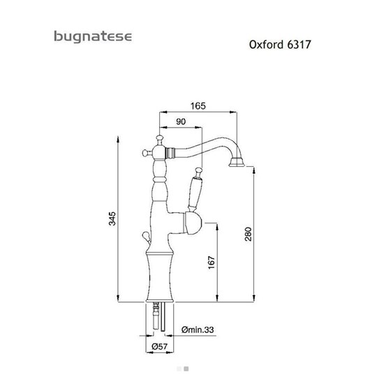 Μπαταρία Νιπτήρα υψηλή BUGNATESE Oxford Chrome 6317-100