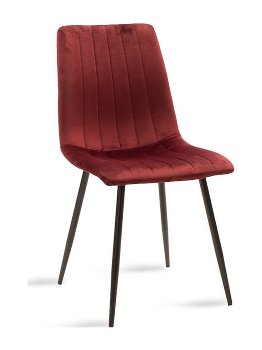 Noor Καρέκλα Τραπεζαρίας Βελούδινη Κόκκινη 44x49x86.5εκ.