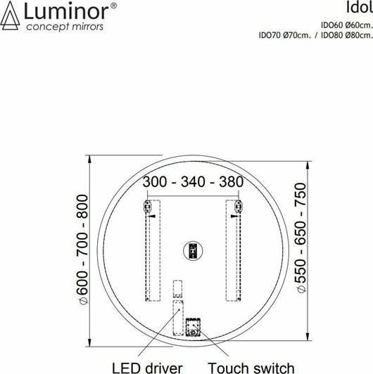 Luminor IDOL 60 Φωτιζόμενος Καθρέπτης LED Ø60 Εκ.