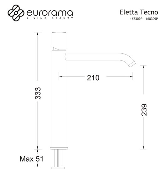 Eurorama Eletta Chester 168309P-201 Μπαταρία Νιπτήρα Ψηλή Χρυσή