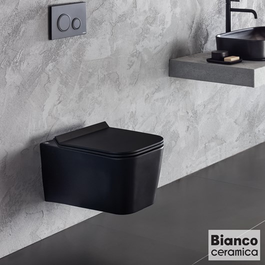 Bianco Ceramica Enzo Λεκάνη Κρεμαστή Soft Close Black Matt